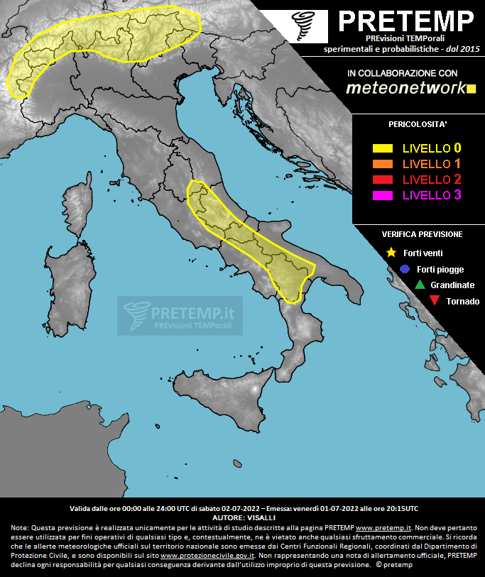 Mappa previsione del 02 luglio 2022