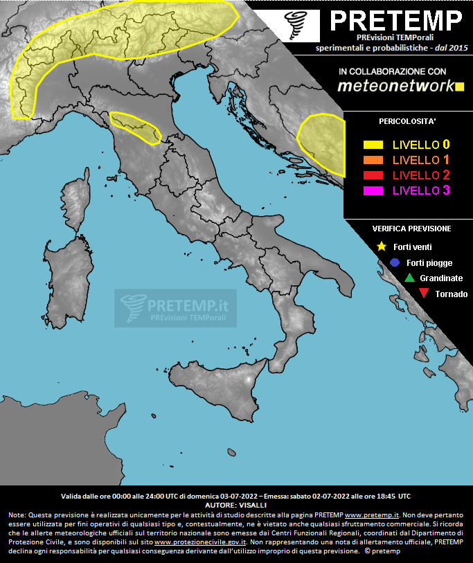 Mappa previsione del 03 luglio 2022