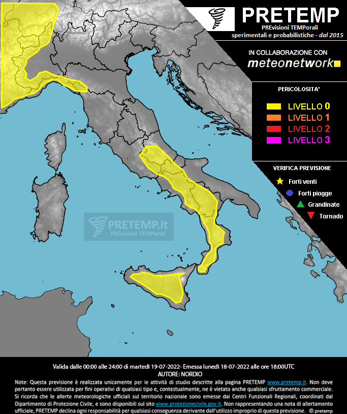 Mappa previsione del 19 luglio 2022