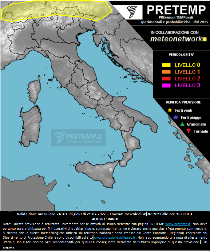Mappa previsione del 21 luglio 2022