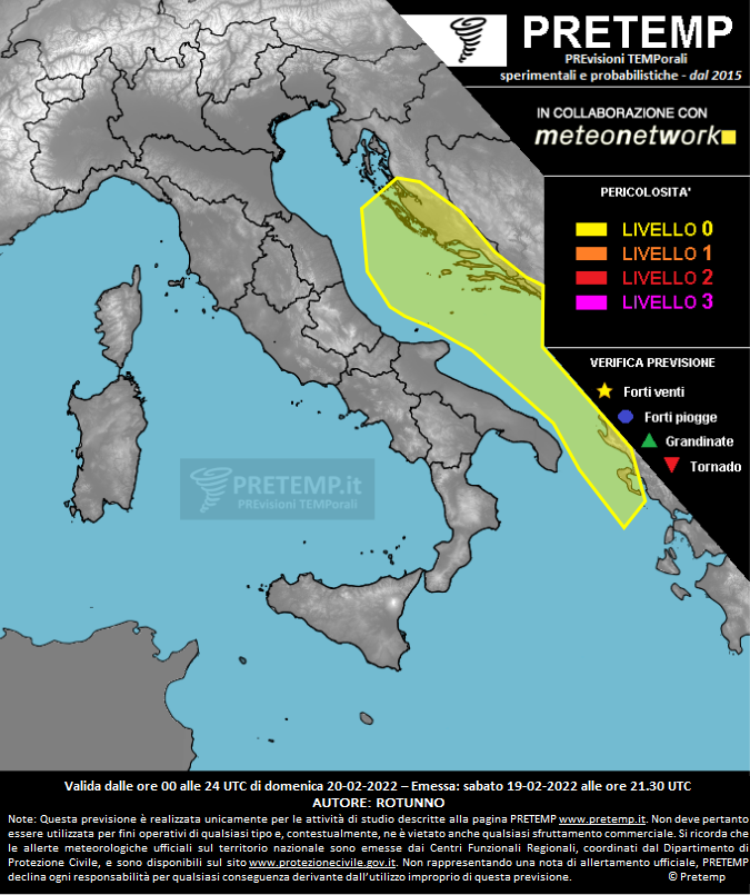 Mappa previsione del 20 febbraio 2022