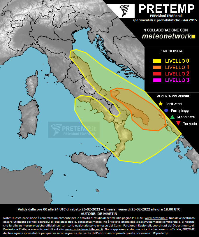 Mappa previsione del 26 febbraio 2022