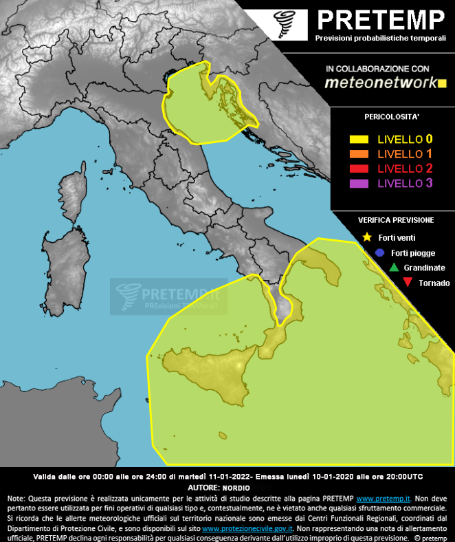 Mappa previsione del 11 gennaio 2022