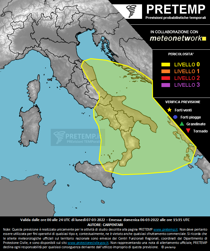 Mappa previsione del 07 marzo 2022