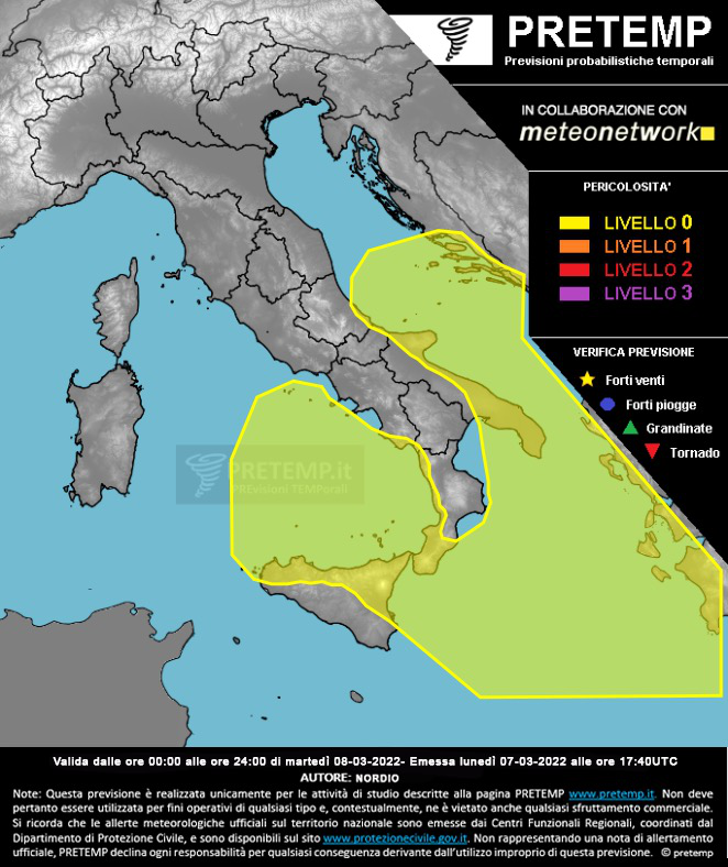 Mappa previsione del 08 marzo 2022