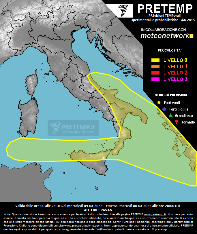 Mappa previsione del 09 marzo 2022