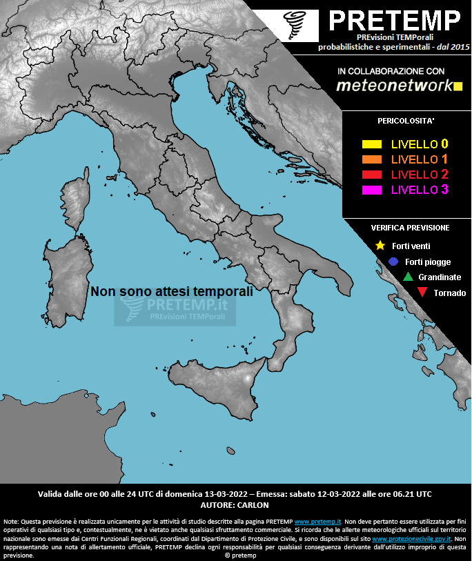 Mappa previsione del 13 marzo 2022