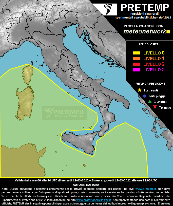 Mappa previsione del 18 marzo 2022