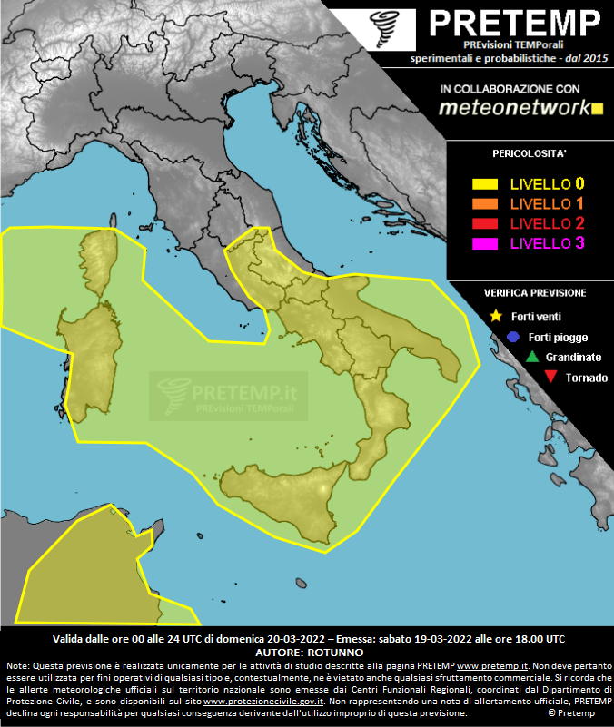 Mappa previsione del 20 marzo 2022
