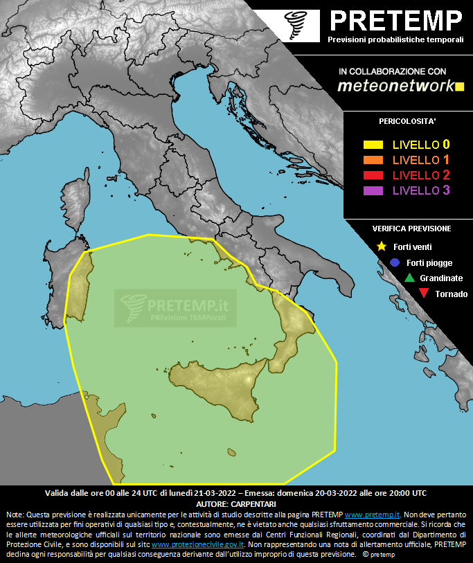 Mappa previsione del 21 marzo 2022