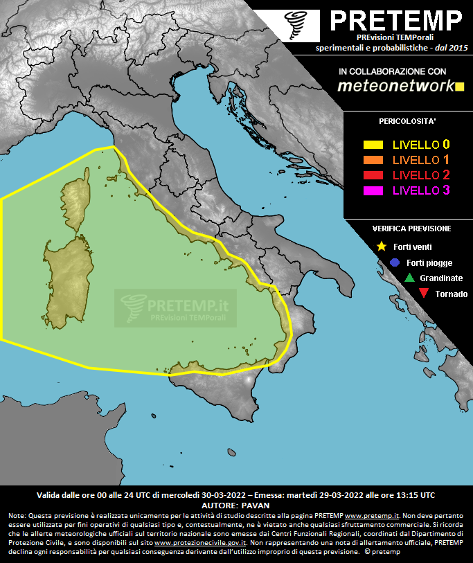 Mappa previsione del 30 marzo 2022