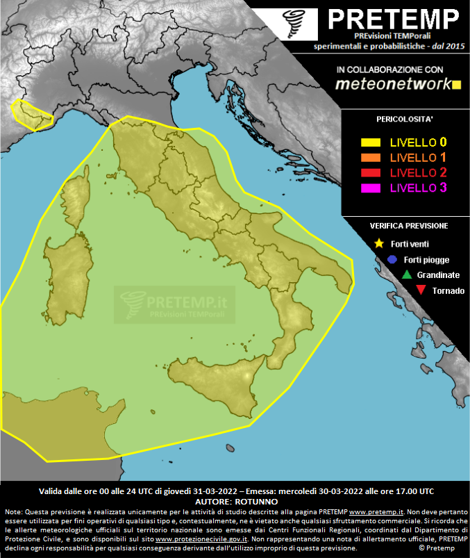 Mappa previsione del 31 marzo 2022