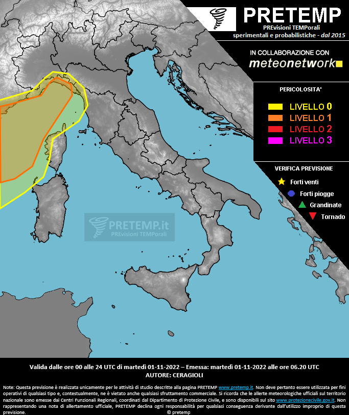 Mappa previsione del 01 novembre 2022