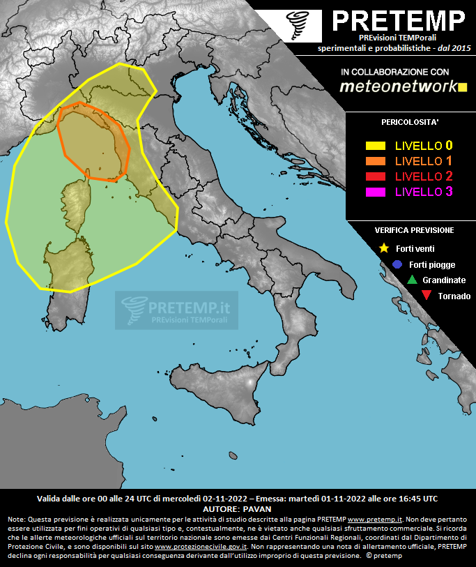 Mappa previsione del 02 novembre 2022