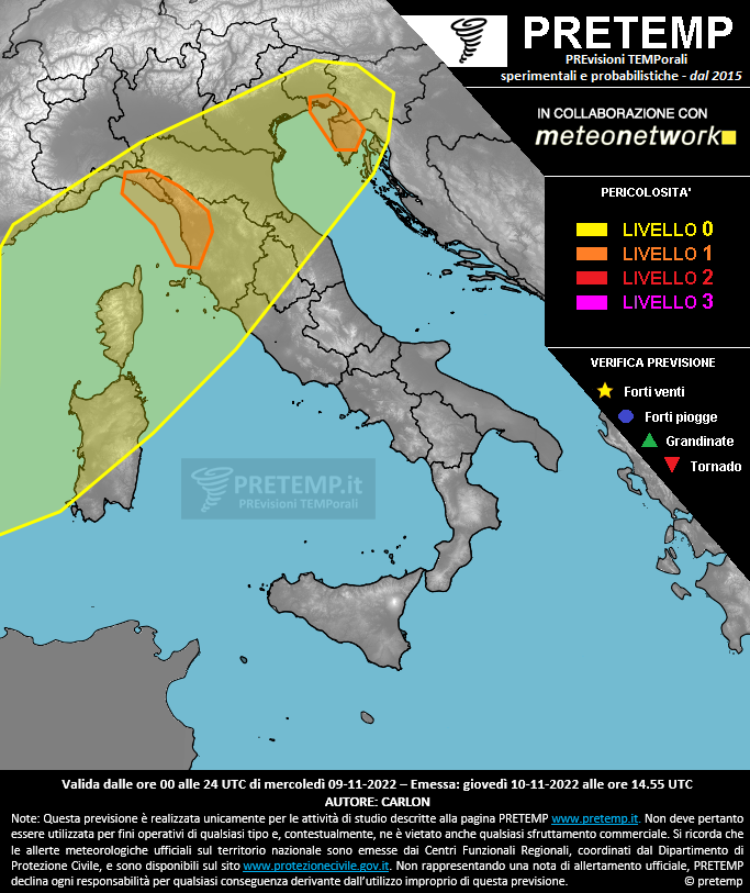 Mappa previsione del 10 novembre 2022