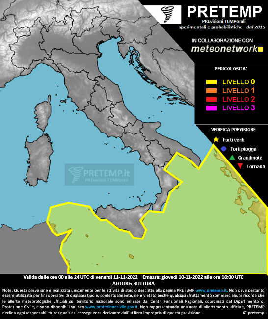 Mappa previsione del 11 novembre 2022