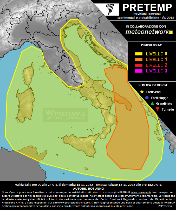 Mappa previsione del 13 novembre 2022