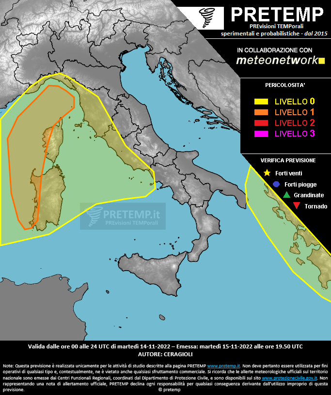 Mappa previsione del 15 novembre 2022