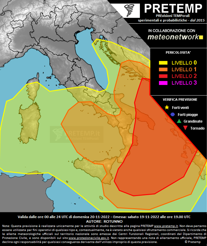Mappa previsione del 20 novembre 2022