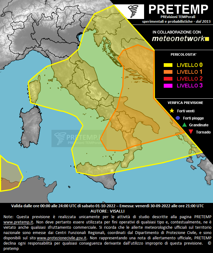 Mappa previsione del 01 ottobre 2022