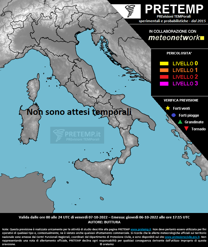 Mappa previsione del 07 ottobre 2022