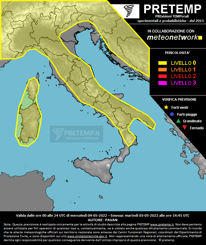 Mappa previsione del 04 maggio 2022