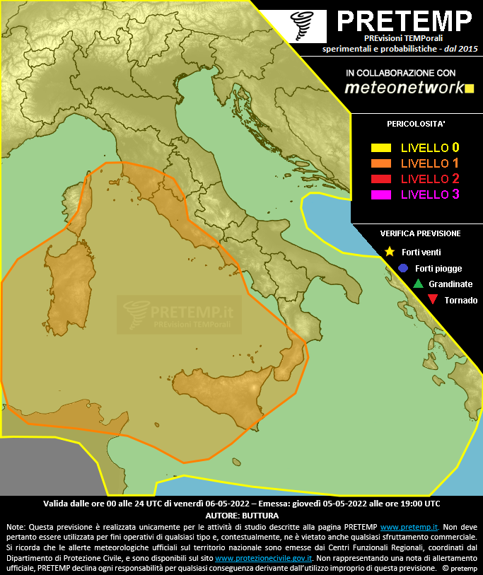 Mappa previsione del 06 maggio 2022