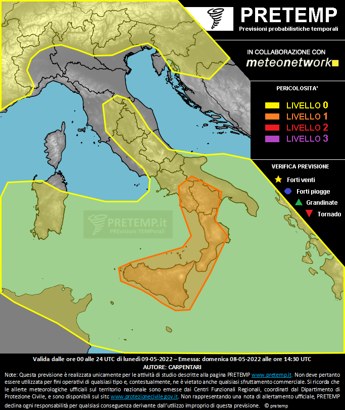 Mappa previsione del 09 maggio 2022