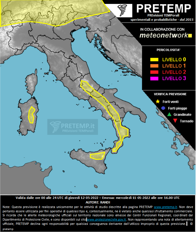 Mappa previsione del 12 maggio 2022