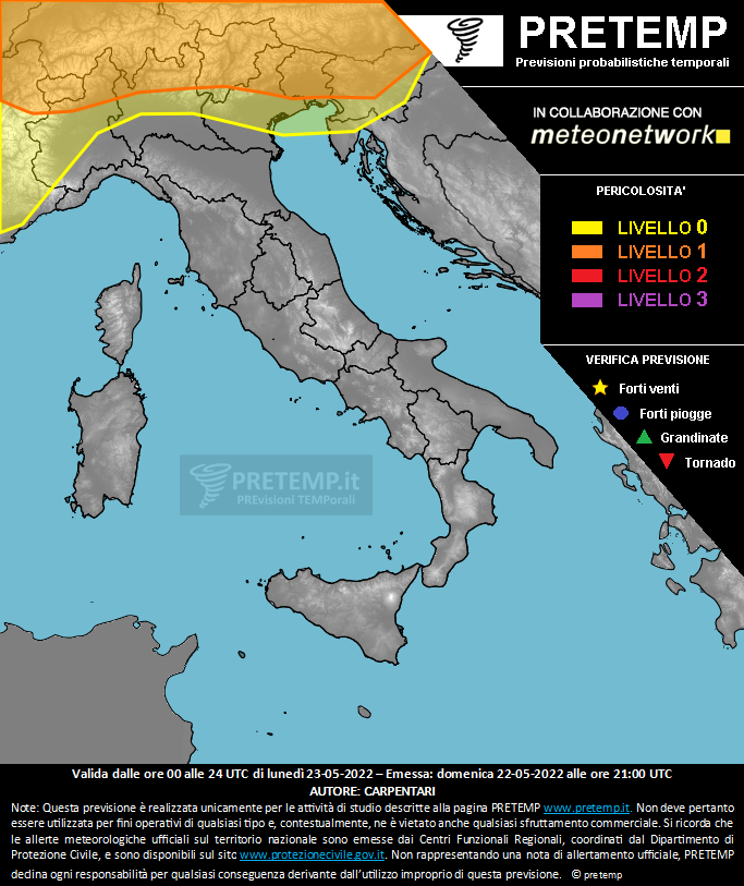 Mappa previsione del 23 maggio 2022