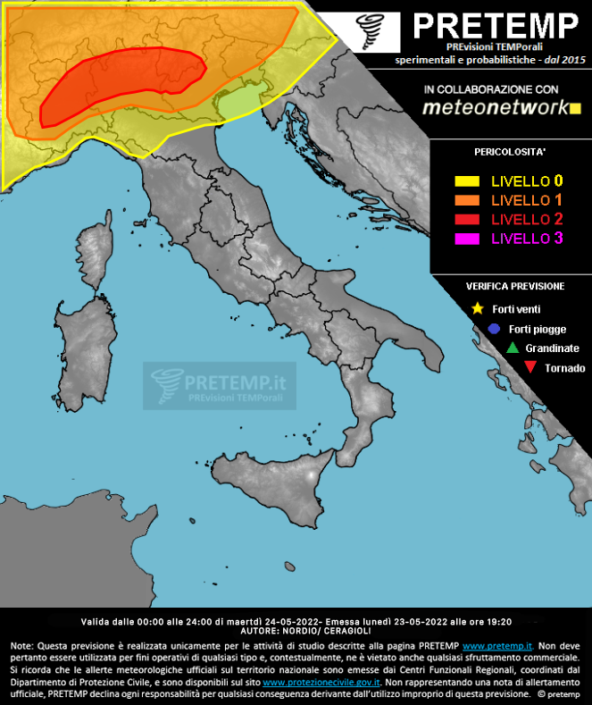 Mappa previsione del 24 maggio 2022