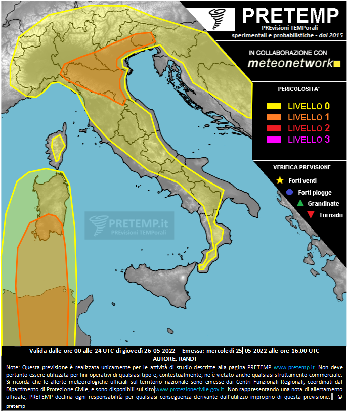 Mappa previsione del 26 maggio 2022