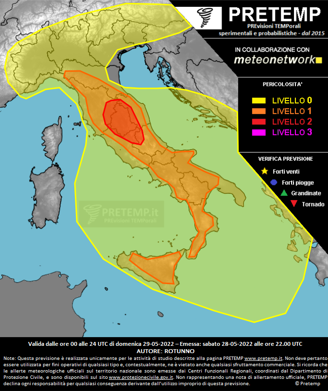 Mappa previsione del 29 maggio 2022