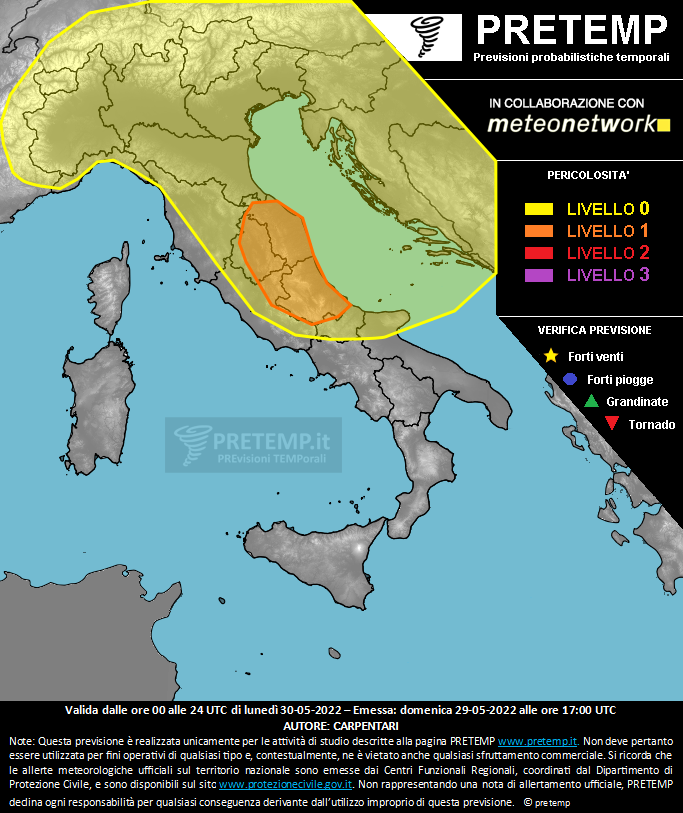 Mappa previsione del 30 maggio 2022
