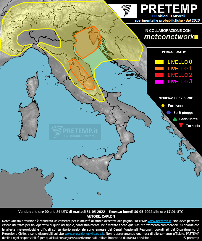 Mappa previsione del 31 maggio 2022