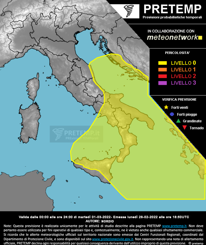 Mappa previsione del 01 marzo 2022
