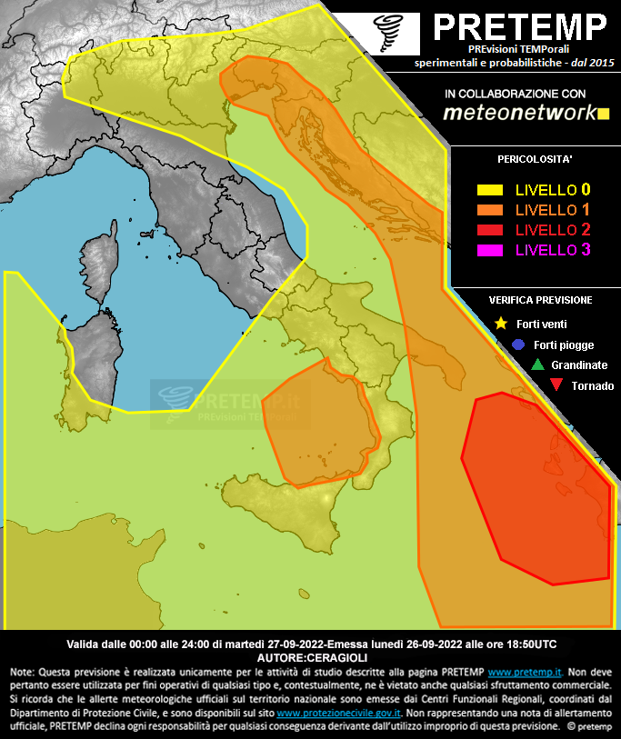 Mappa previsione del 27 settembre 2022