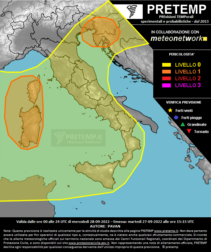 Mappa previsione del 28 settembre 2022