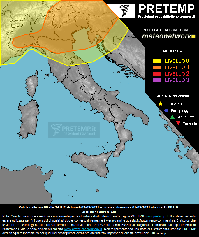 Mappa previsione del 02 agosto 2021