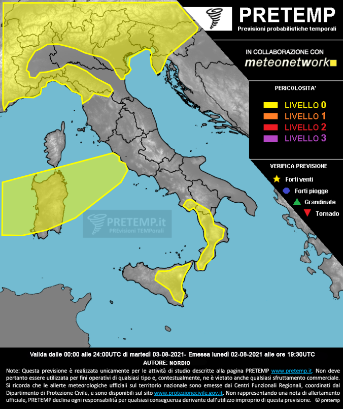Mappa previsione del 03 agosto 2021
