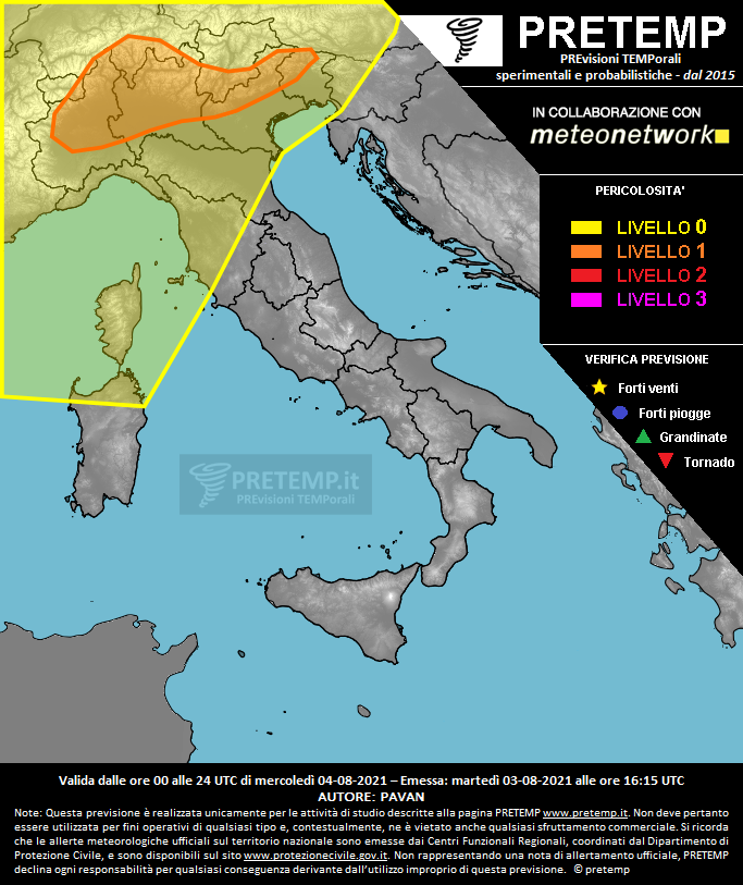 Mappa previsione del 04 agosto 2021