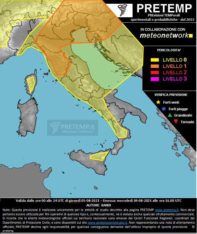 Mappa previsione del 05 agosto 2021