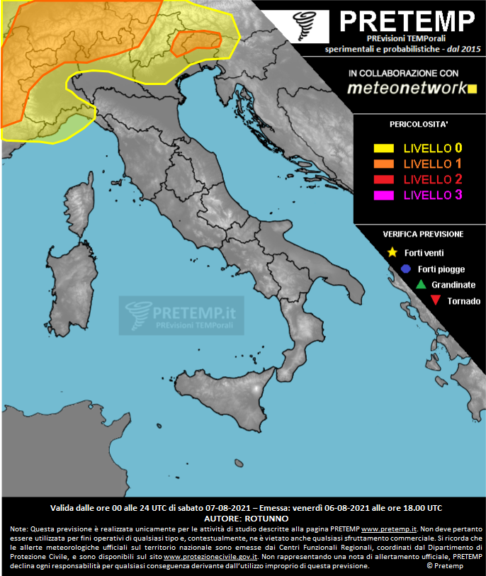 Mappa previsione del 07 agosto 2021