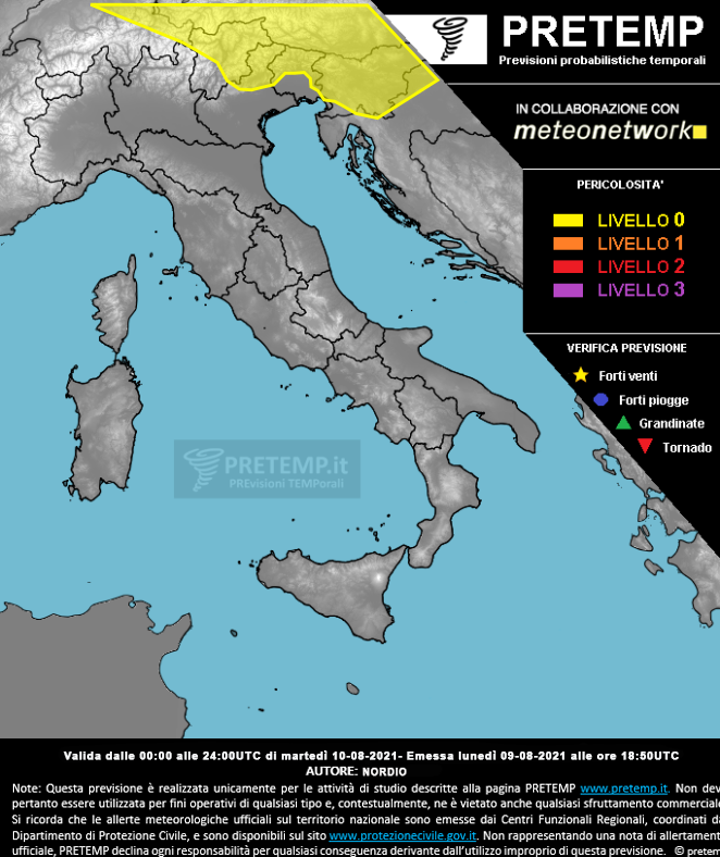 Mappa previsione del 10 agosto 2021