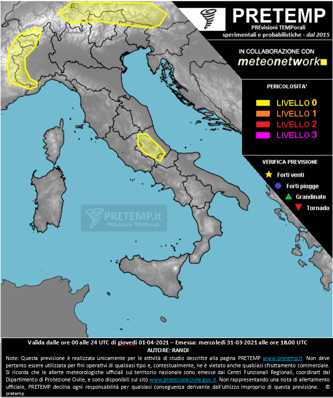 Mappa previsione del 01 aprile 2021