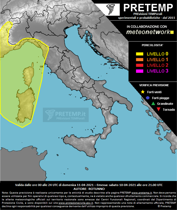 Mappa previsione del 11 aprile 2021