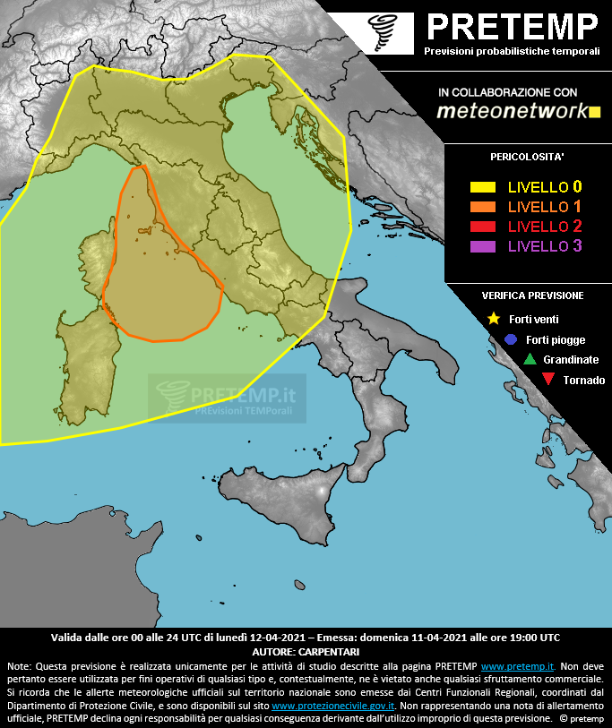 Mappa previsione del 12 aprile 2021