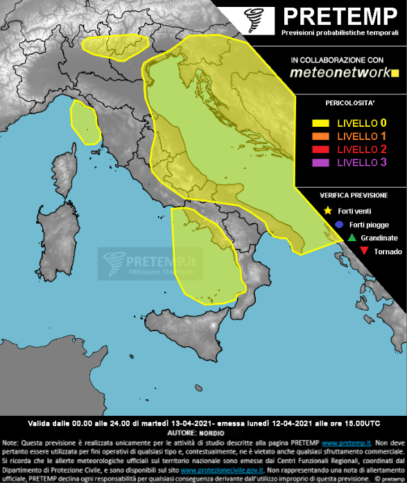Mappa previsione del 13 aprile 2021