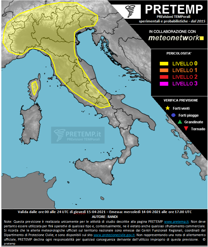 Mappa previsione del 15 aprile 2021