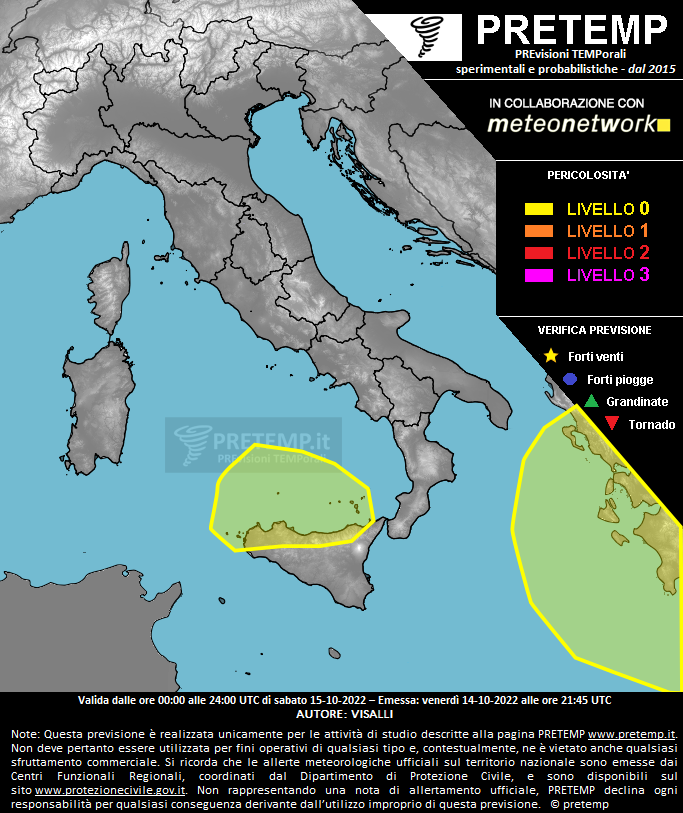 Mappa previsione del 15 ottobre 2022